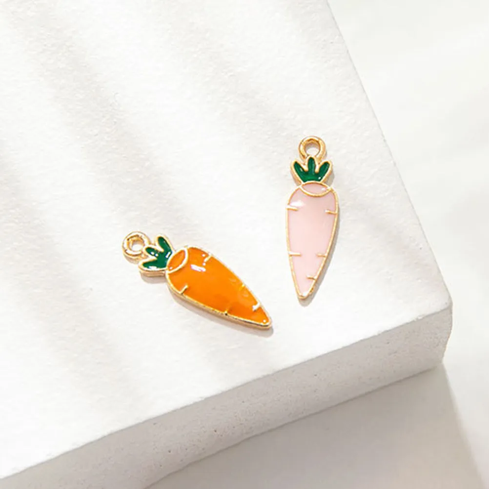 10Pcs Carrot Pendants Alloy Easter Charms DIY Jewelry Making Accessories for Necklace Bracelet Earring Keychain