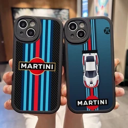 Martini Racing Horizontal Stripe Phone Case For Iphone 15 Pro Max 14 Plus 11 13 Pro 12 X Xr Xs 7 8 Puls Se Lambskin Cover
