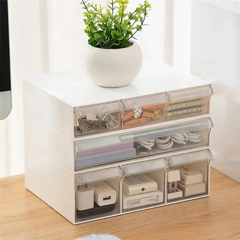 

Desk Storage Box Desk Drawer Storage Box Student Desk Data Line Stationery Storage Box Office Supplies High White + Transparent