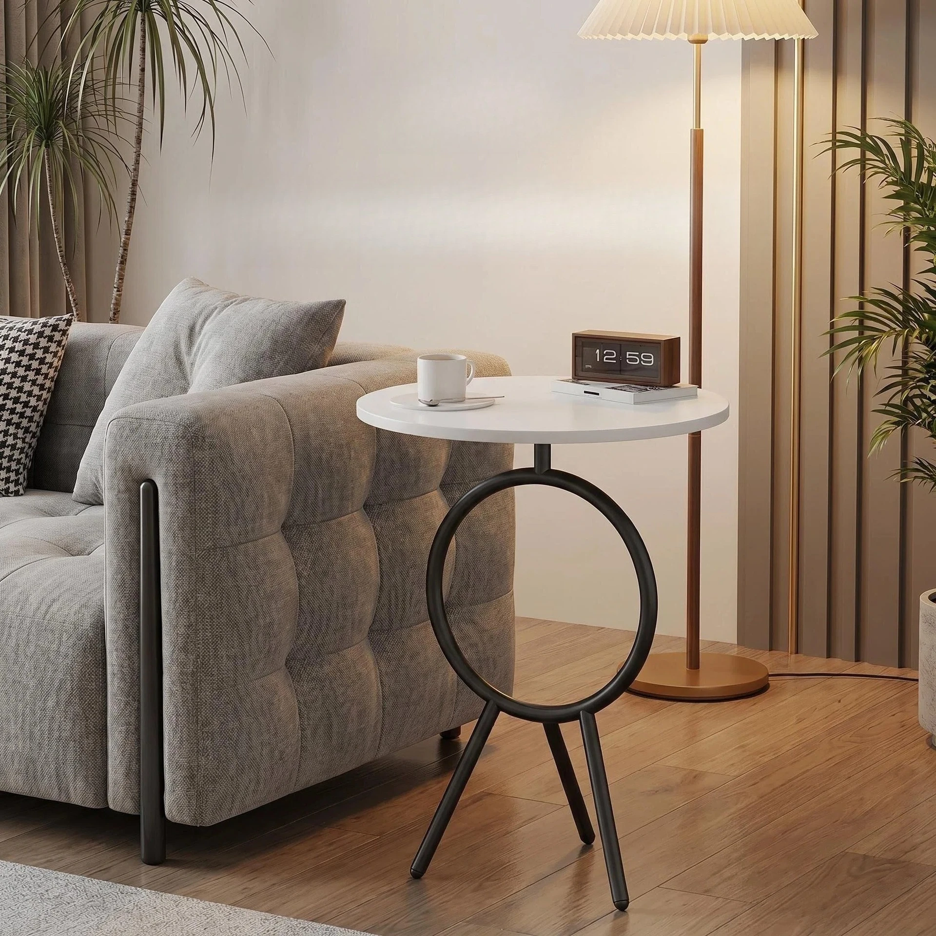 Nordischer Metall-Couchtisch, Runder Beistelltisch, Teetisch, TV-Tisch, Sofa-Beistelltisch, Eisen-Sofa-Ecktisch