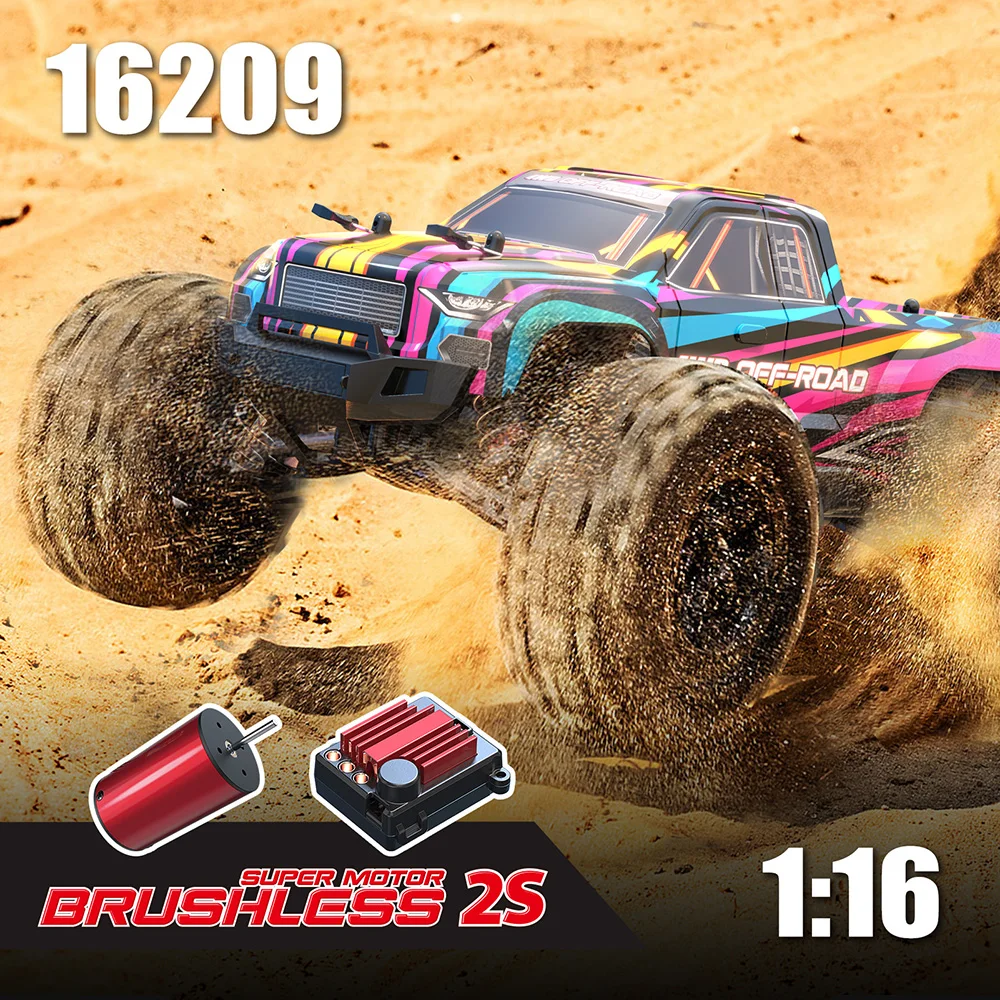 MJX Hyper Go 16208 16210 Remote Control 2.4G 1/16 Tanpa Sikat RC Kendaraan Mobil Hobi 68KMH Truk Off-Road Berkecepatan Tinggi