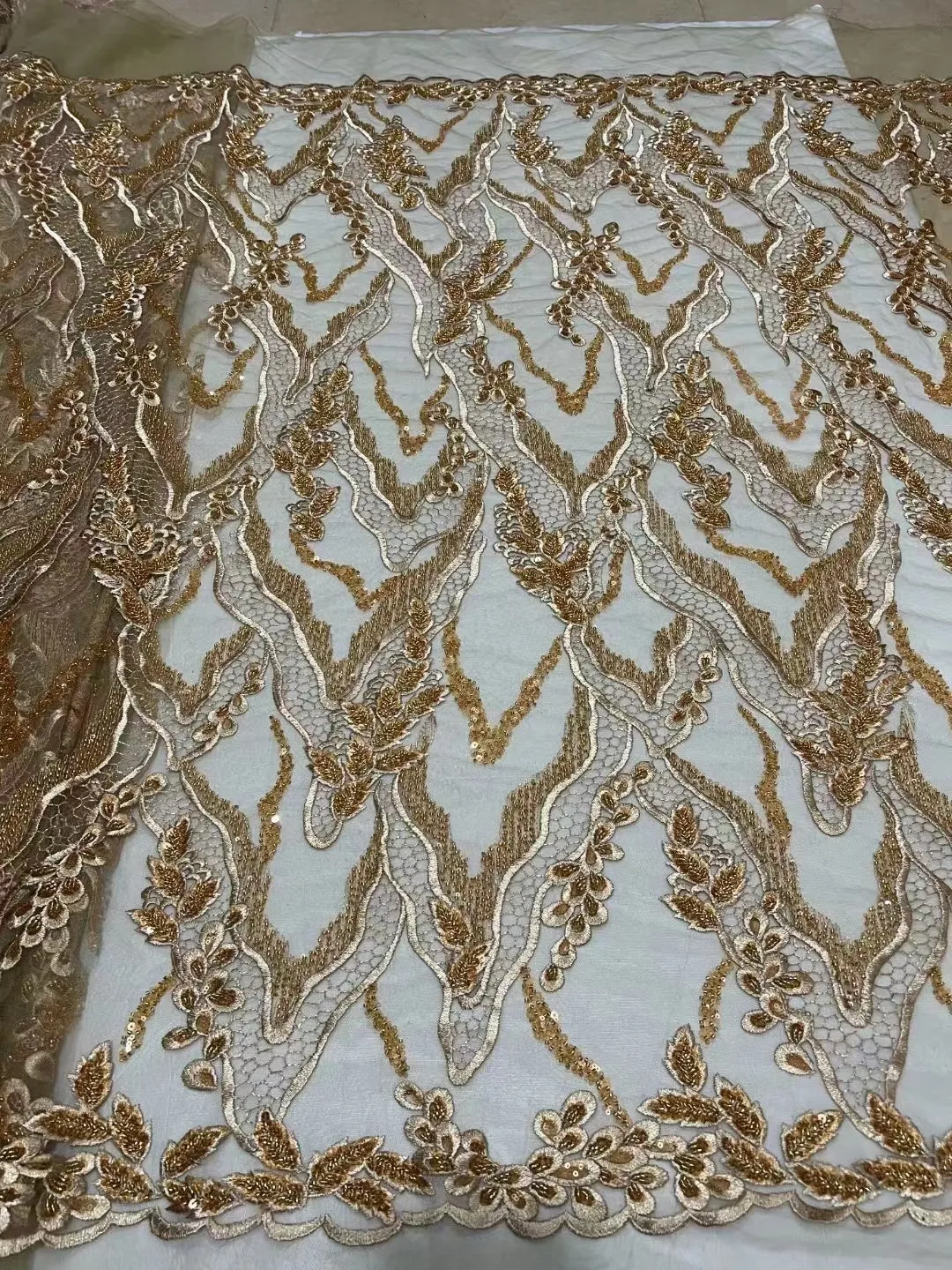 

African Velvet Lace Fabric With Sequins Newest Gold High Quality Nigerian Embroidered African Lace Fabric 5 Yard For Party Dress