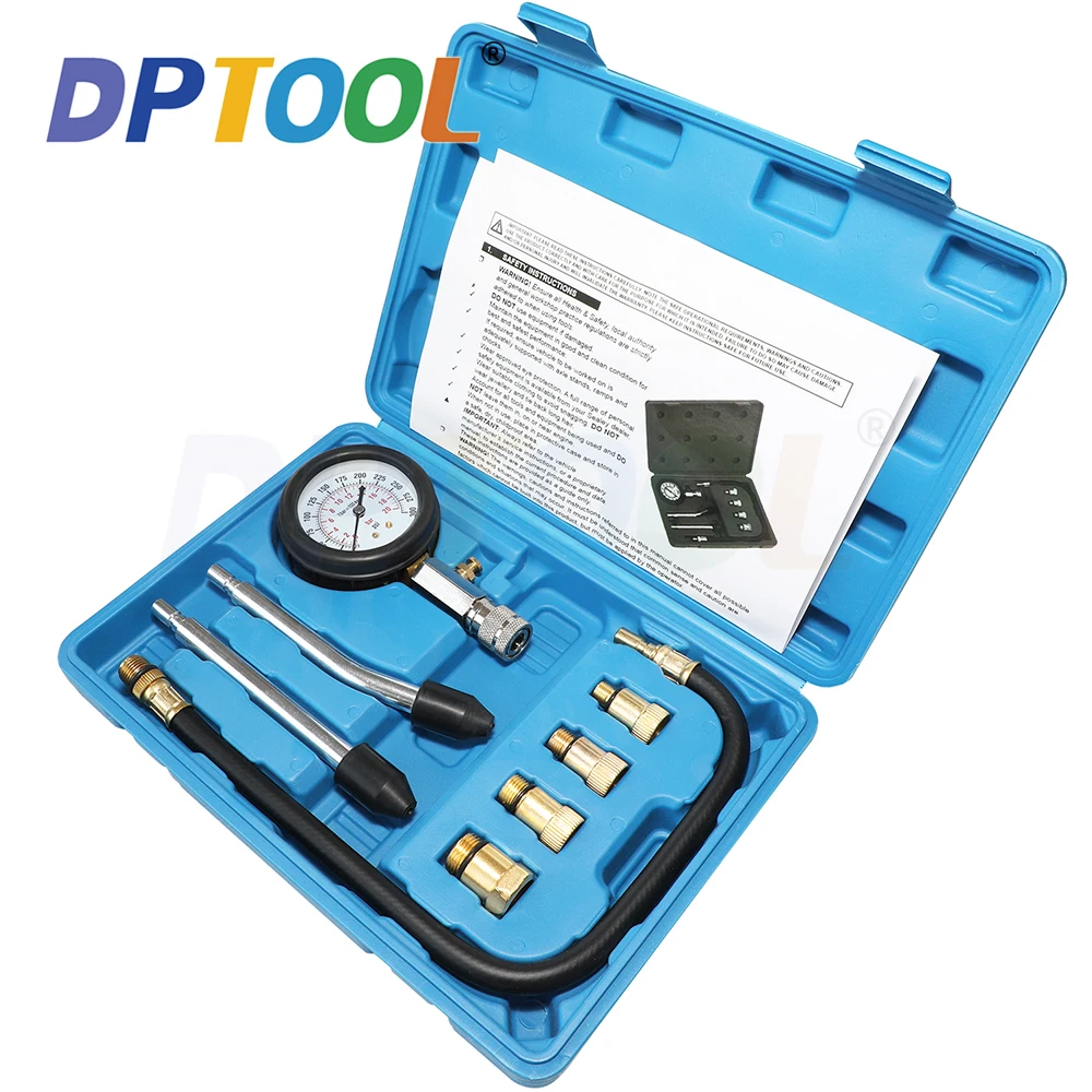 high quality 9 PCS Petrol Gas Engine Cylinder Compressor Gauge Meter Test Pressure Compression Tester