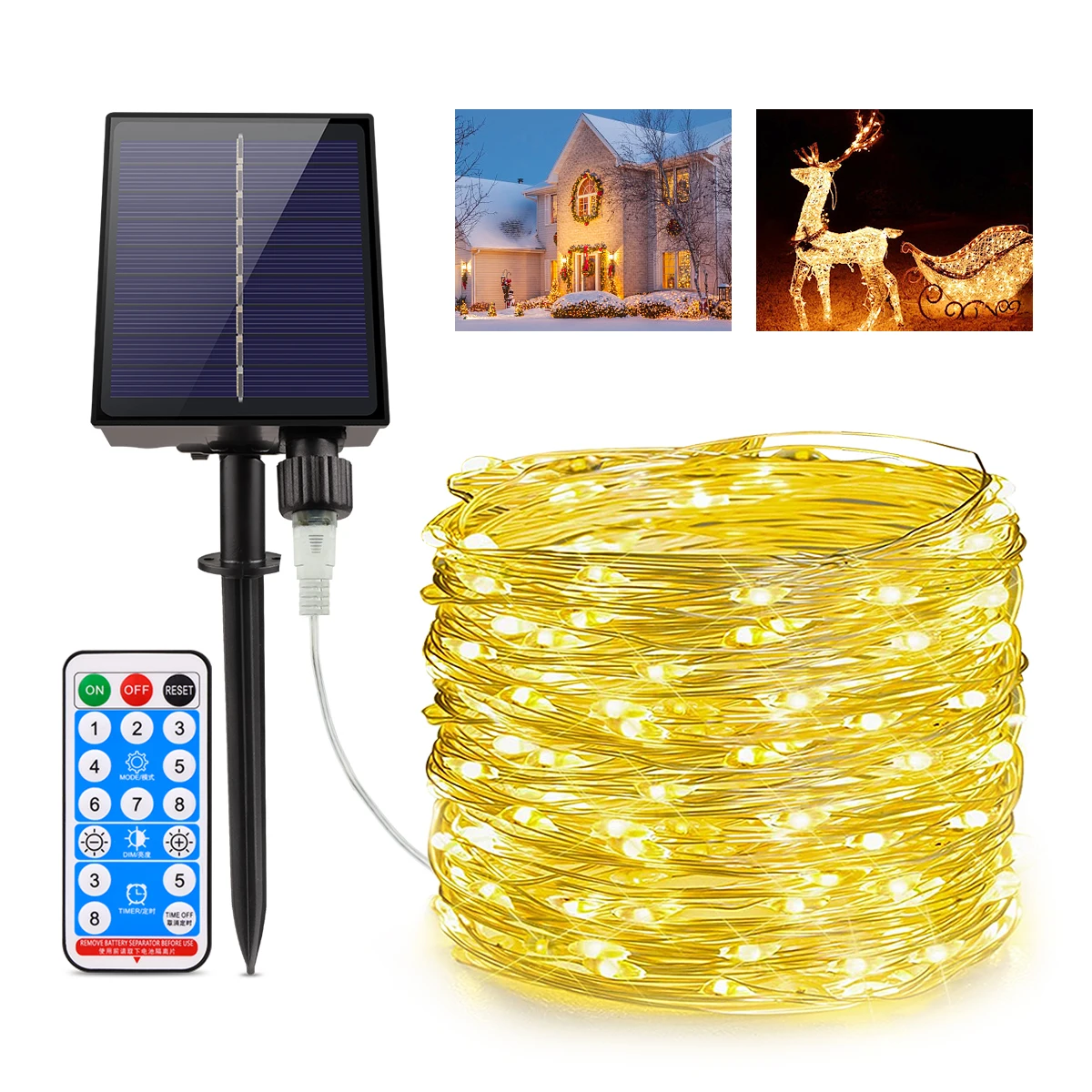 Fast Charge Solar String Fairy Lights 100M 1000 LED Waterproof Outdoor Garland Large Solar Panel Lamp For Christmas Garden Decor