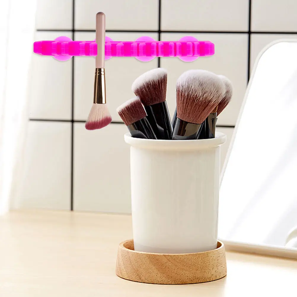 

2pcs Makeup Brush Organizer Stand Silicone Air Dry Brush Holder Suction Cup For Drying Storing Brushes