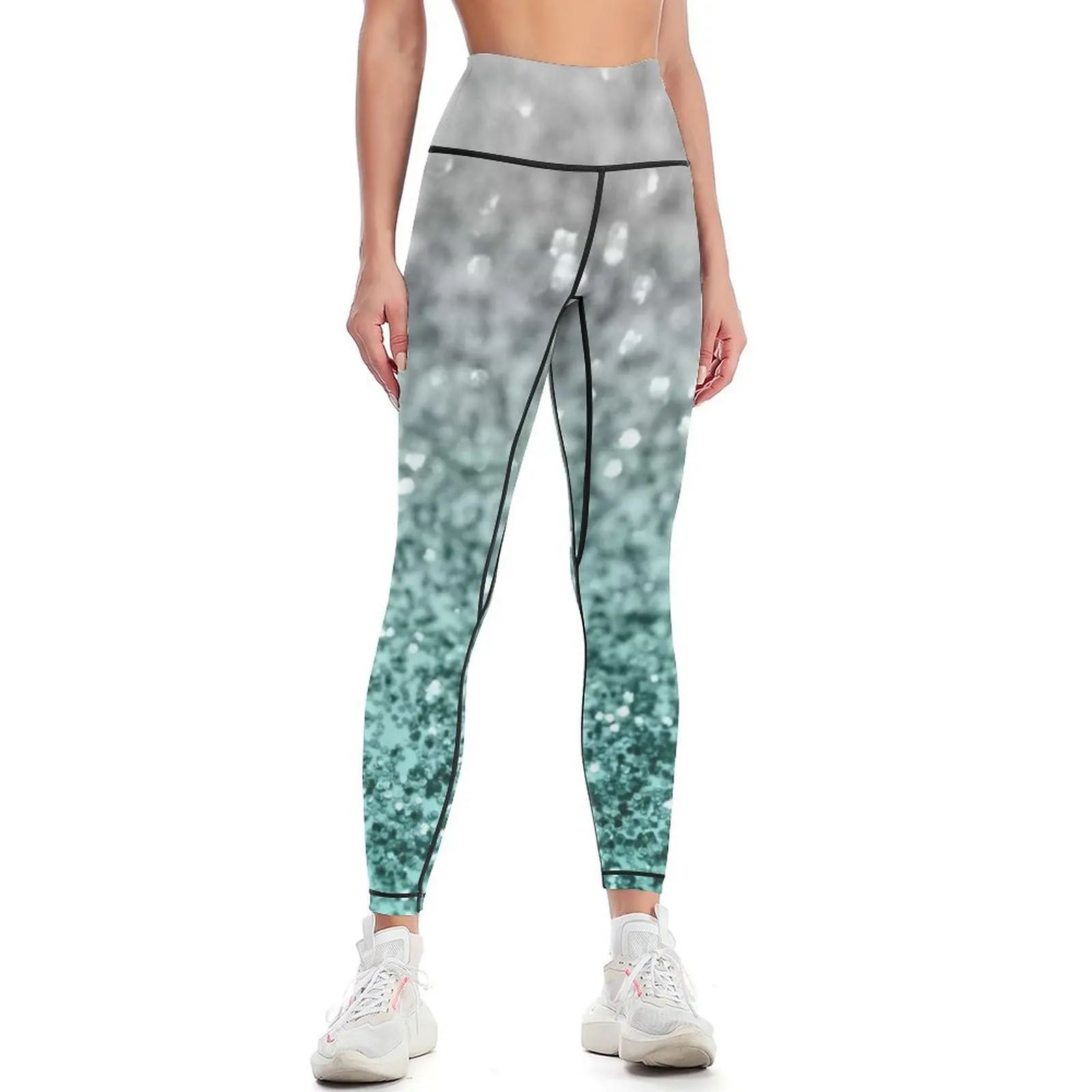 

Silver Teal Ocean Glitter Glam #1 (Faux Glitter) #shiny #decor #art Leggings Sportswear woman gym joggers for Womens Leggings