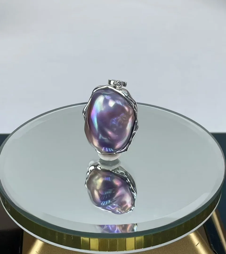 

Natural Freshwater Pearls 13-14mm Large Baroque Tail Pendant S925 Sterling Silver Classic Fashion Gifts for DIY Women Necklace