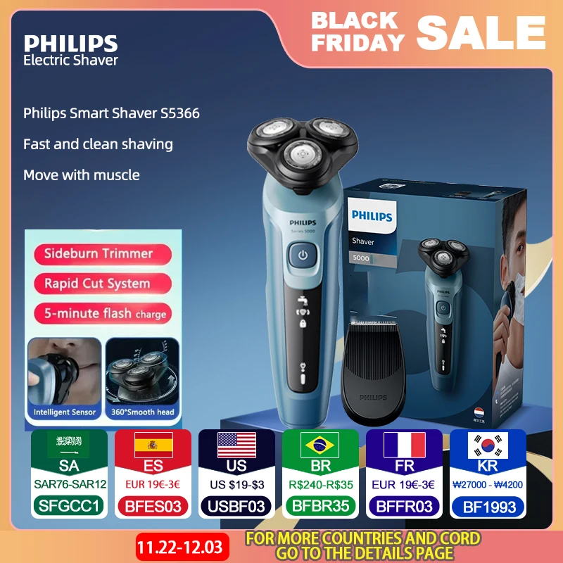 Philips S5366/5466 Electric Shaver With Sideburns Full-body Wash Original Genuine Gift Essentials