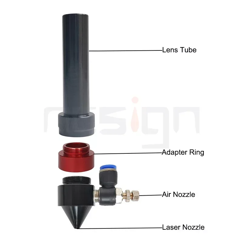 CO2 Laser Lens Tube Outer Diameter 25mm 24mm 22mm 21mm for Lens Dia.20mm FL 50.8/63.5/101mm Air Nozzle Output Laser Machine