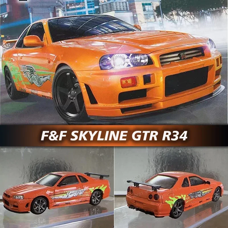 

SW SH In Stock 1:64 F&F Skyline GTR BN R34 Diecast Car Model Carros Toys