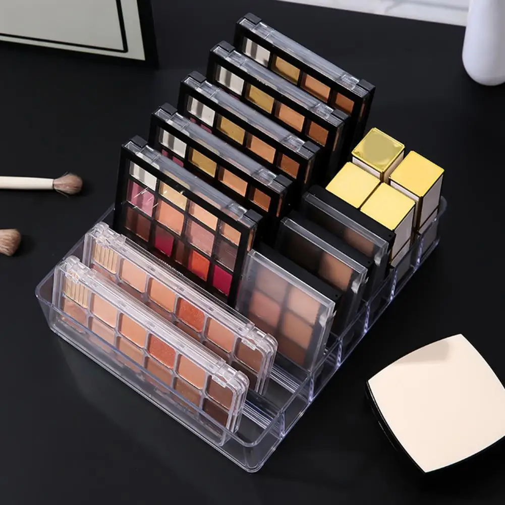 Estuche de exposición transparente para cosméticos, bandeja organizadora de maquillaje transparente con capacidad para paletas de sombra de ojos para belleza y tocador