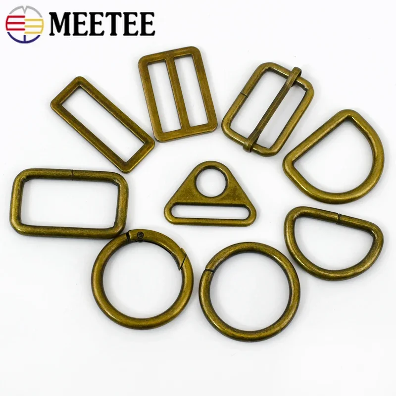 10/20Pcs 20-38mm Metal Buckles O D Ring Loster Clasp Carabiner Webbing Belt Tri Glide Slider Hook for Bags Hardware Accessories