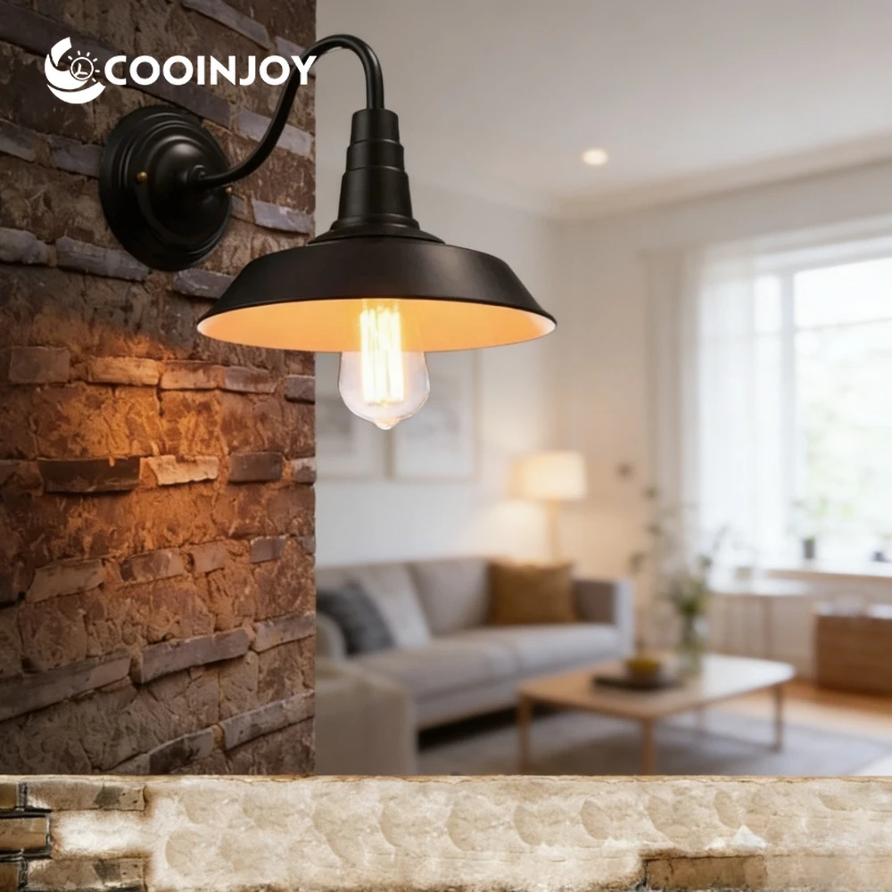 

COOINJOY LED Industry Wall Lamp Retro American Wall Light for Courtyard Balcony Entrance Bedroom Vintage Decor Fixtures
