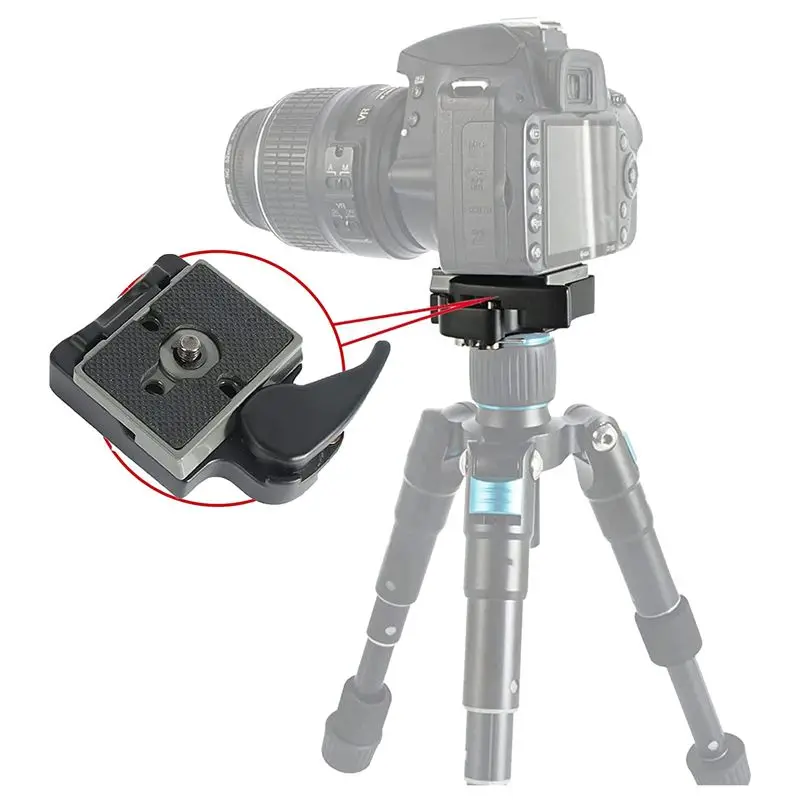AED6-Camera Quick-Change Plate With 1/4 Inch Screw For Manfrotto 200Pl-14 + Quick-Change Plate Clamp Camera Tripod Ball Head