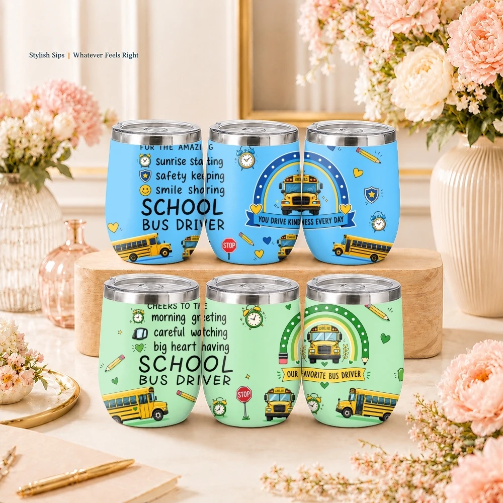 School Bus Driver Quote Art Vacuum Flasks 12oz Eggshell Cup With Lid Portable Coffee Cups Travel Household Office Drinking Mug