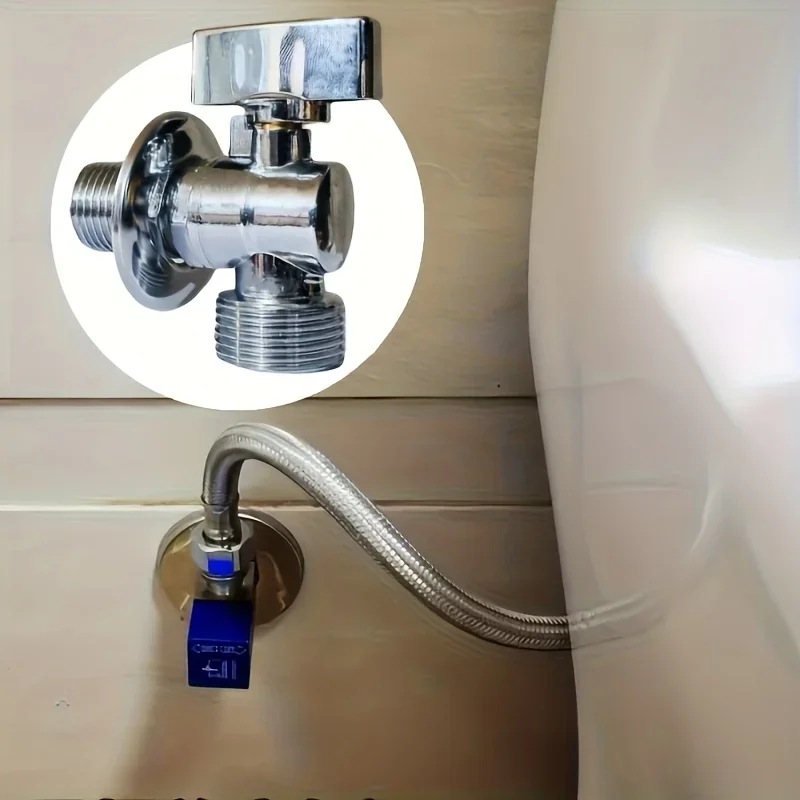 Zinc Alloy Corner Valve Faucet Featuring Polished Coating Stainless Steel for Long Term Use and Space Saving Plumbing Setup