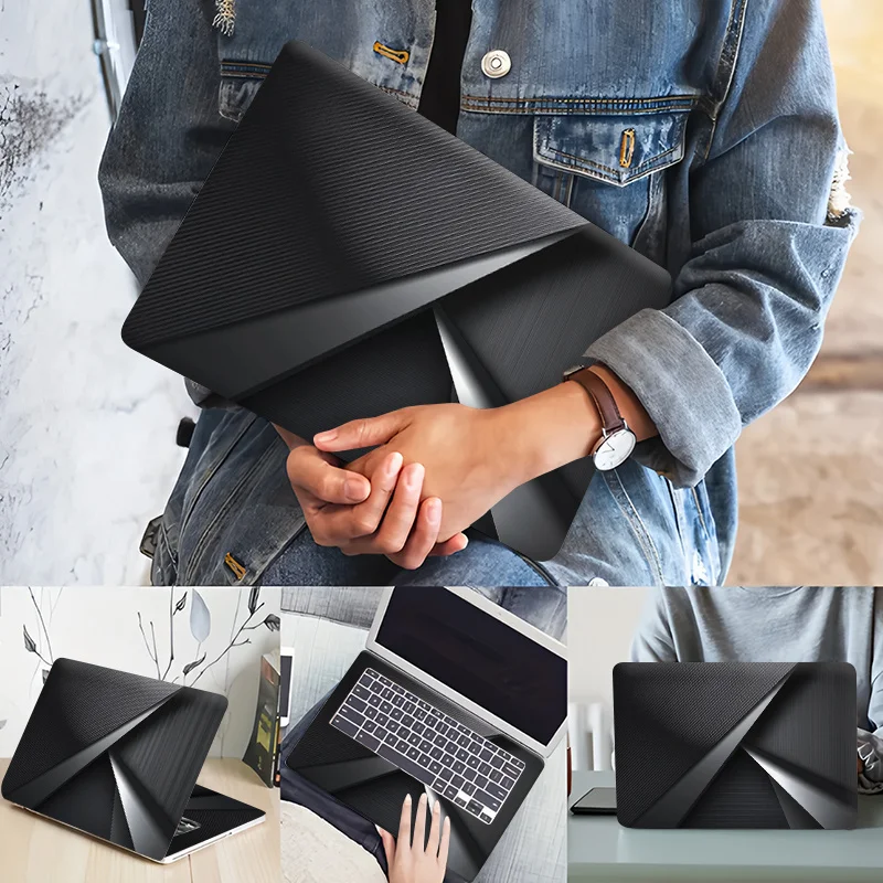 Pack of 3,1Spare,Non-Shedding Black Metal Textured Laptop Sticker-Scratch Resistant Wear Resistant Self-Adhesive Protective Case