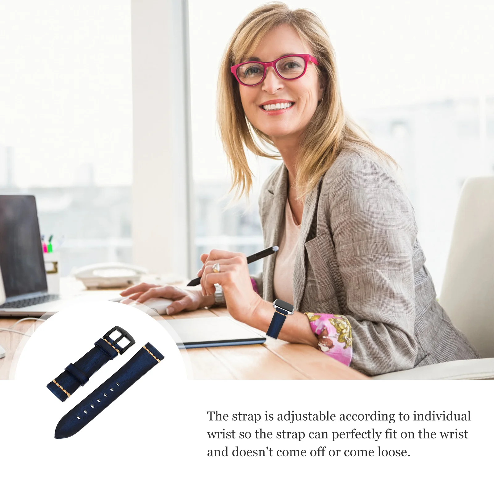 

Watch Strap Buckle Adjustable Vintage Durable Replacement Watch Wristband Bright Color Decoration