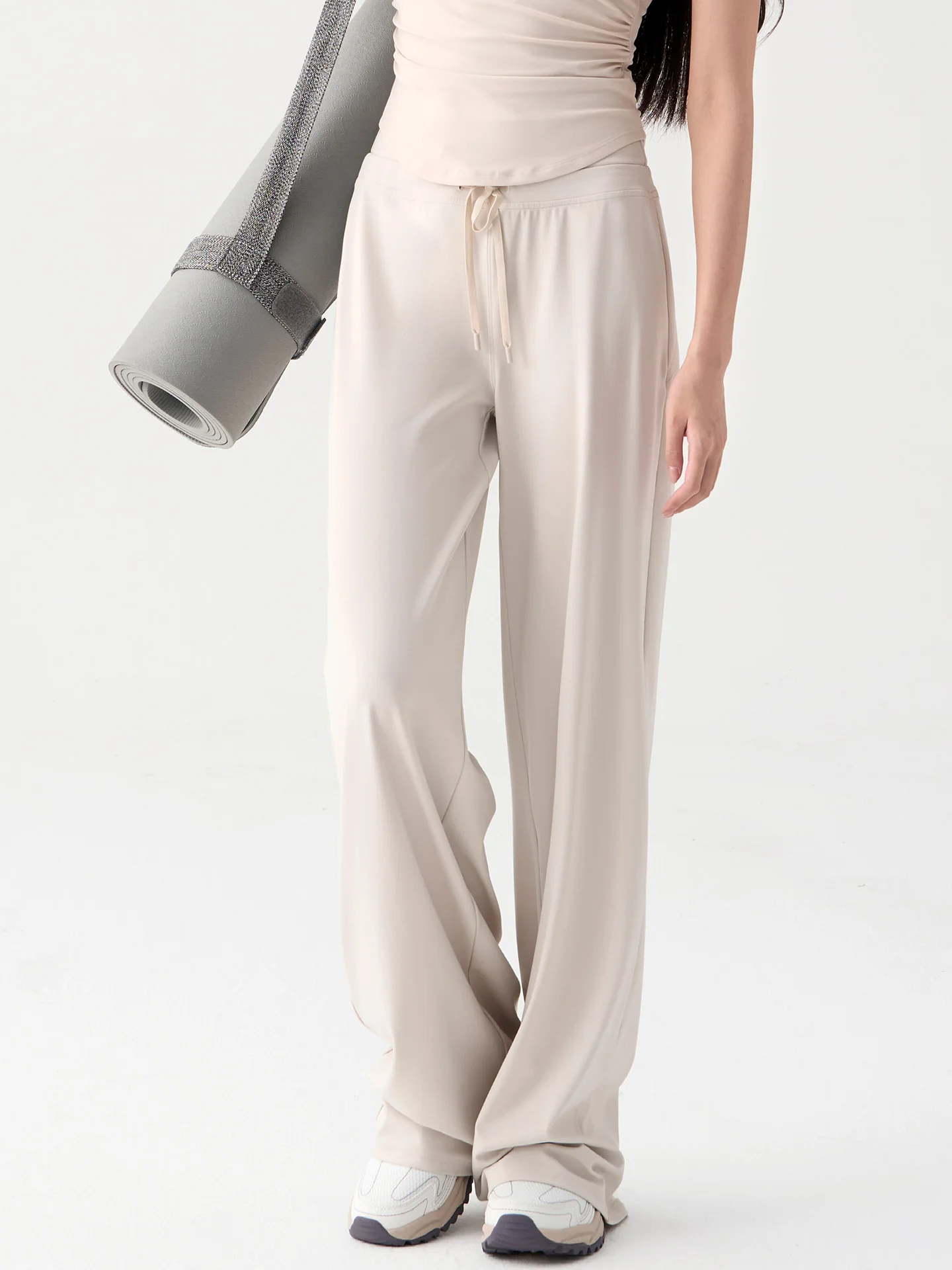 ゆったりとしたカジュアルなハイウエストフィットネスランニングヨガパンツ女性の通気性のある快適なナイロン長ズボンスポーツウェア