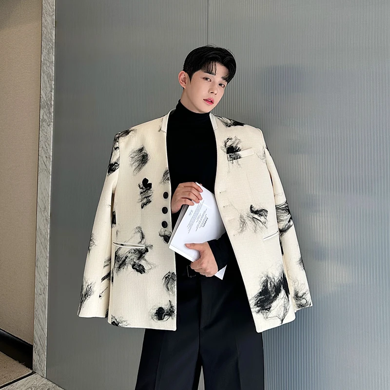 

Мужская утепленная куртка свободного кроя с V-образным вырезом, с вышитыми плечами, в корейском стиле, повседневная, премиум-класса