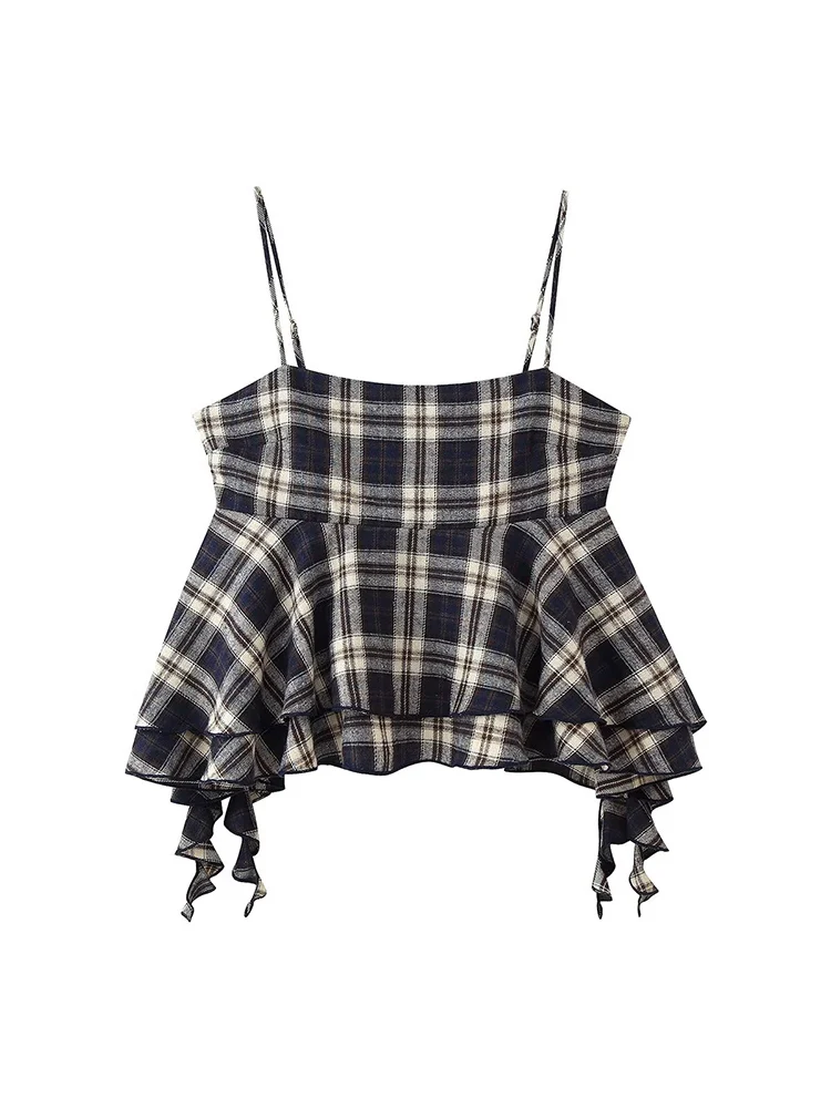 

Новая женская одежда в европейском стиле, модная и универсальная, элегантная и простая многослойная клетчатая жилетка нестандартной формы.