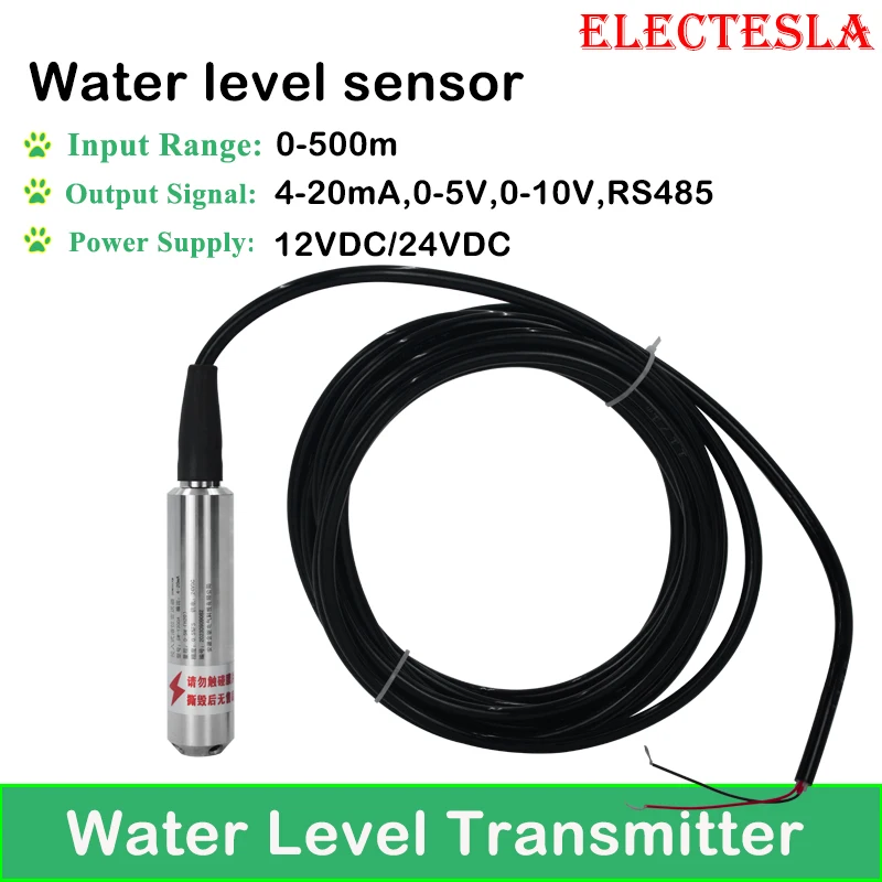 

Level Sensor 5m 10m Submersible Tank Water 4 20ma 0-10V RS485 Water Liquid Level Transmitter Water Level Meter Transducer