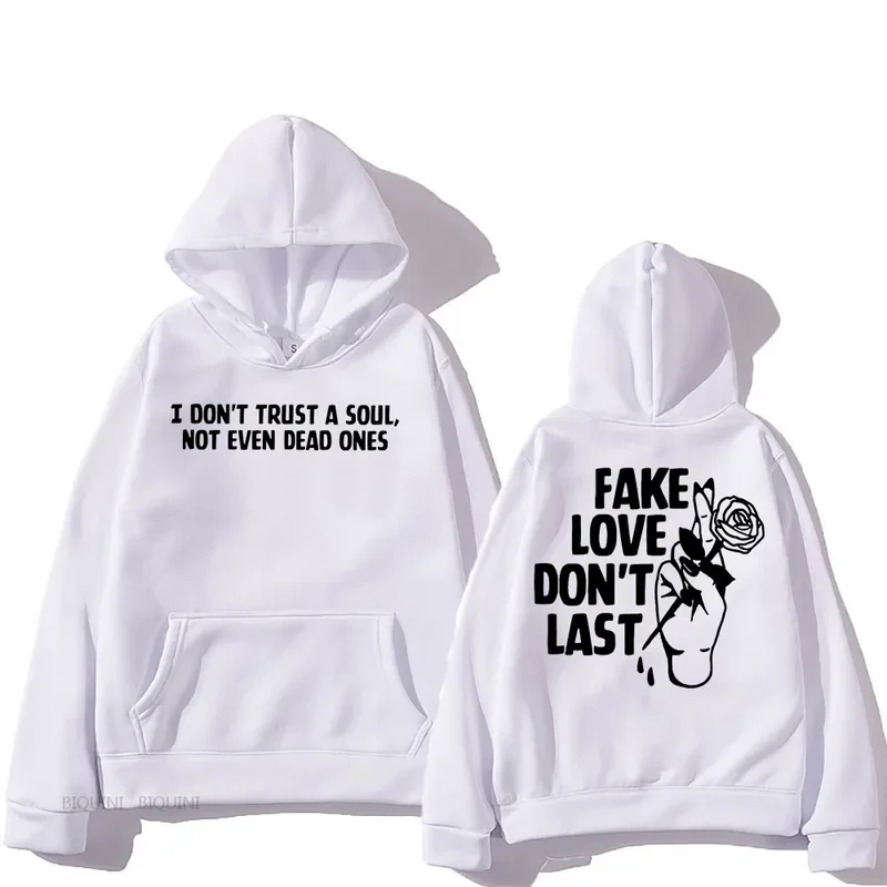 Fake Love Don't Last Hoodies Rapper Mgk Machine Gun Kelly Sweatshirts Men/Women Hip Hop Graphic Printing Pullovers Hooded