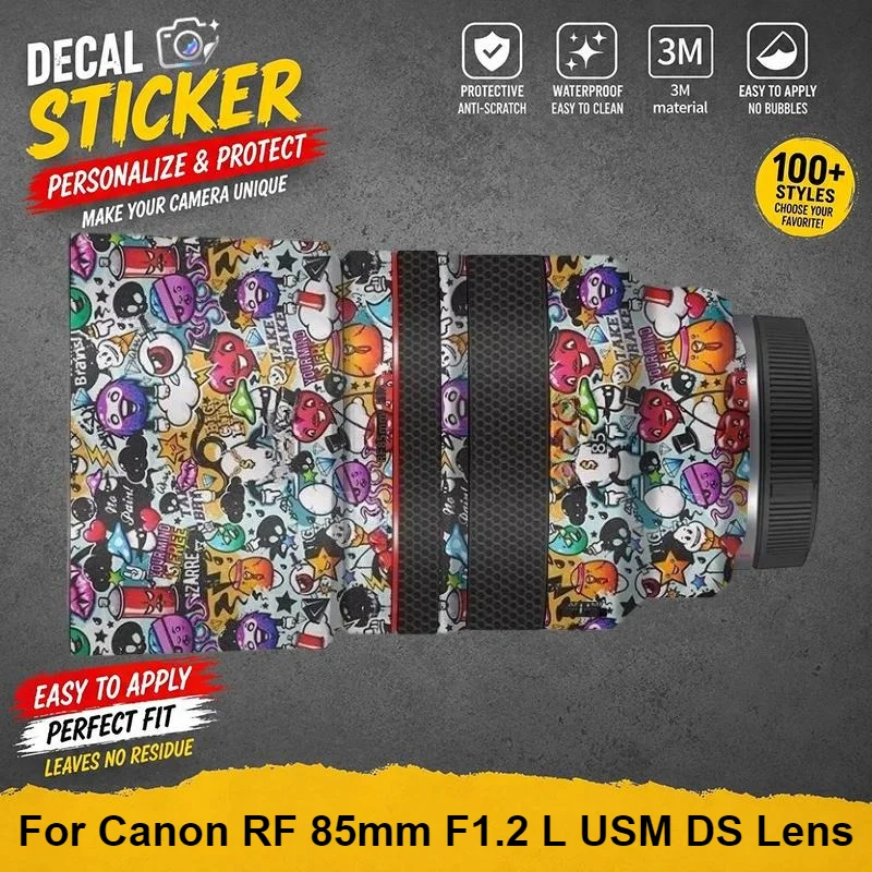 For Canon RF 85mm F1.2 L USM DS Lens Skin Sticker Vinyl Protective Wrap Anti-Scratch Premium Personalized Decal Color blocking