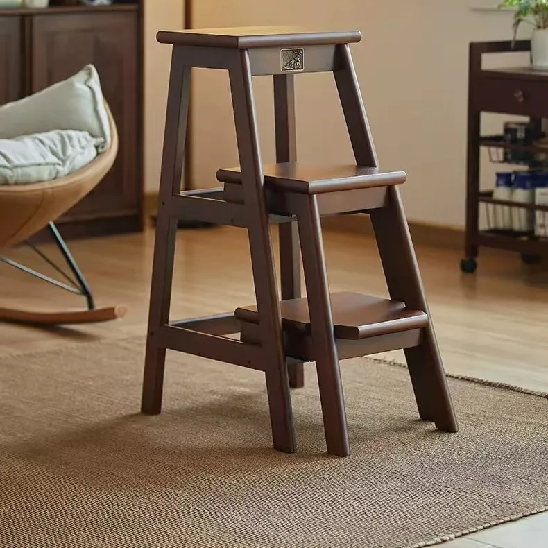 Multifunctional ladder climbing ladder three-step ladder stool chair indoor flower stand telescopic stride dual-purpose solid