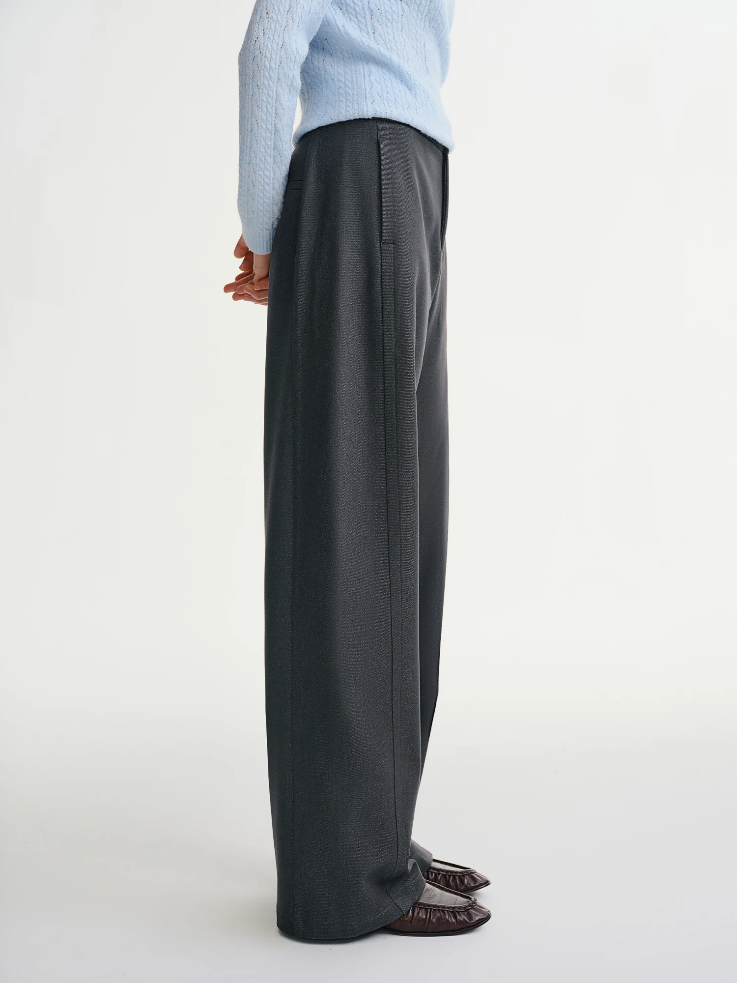 DUSHU Plus-size Women's Career Advancement Tailored Slightly Flared Pants Winter High-waisted Flattering Straight-leg Casualwear - Image 2