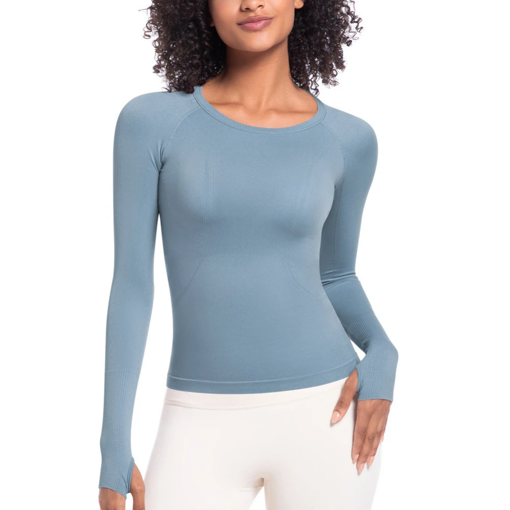 

MIML Workout Sport Top Women Quick-Dry Long Sleeve Sports Running Fitness Breathable Seamless Yoga Top Women's Activewear