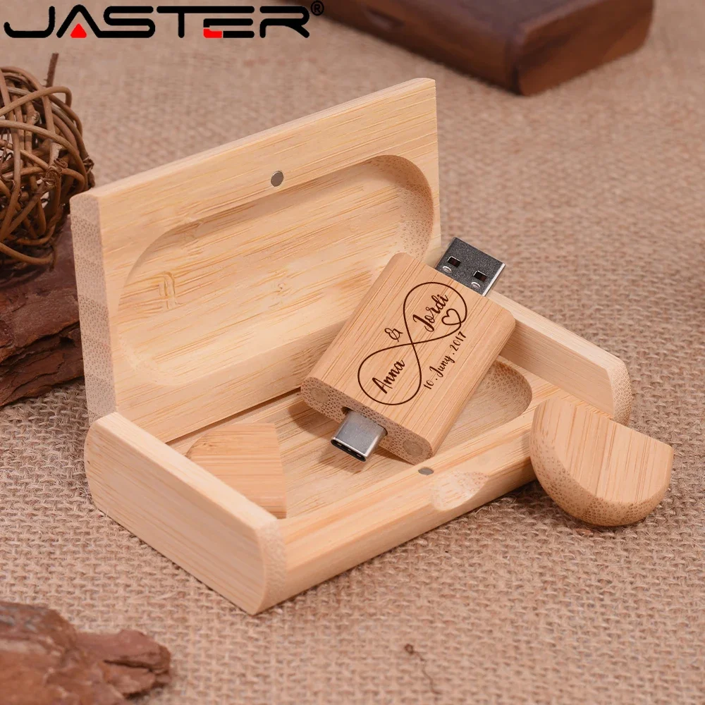 JASTER clé USB TYPE-C 2 en 1 clé USB 2.0 clé USB en bois 4GB 8GB 16GB 32GB 64GB 128GB Logo gratuit cadeau d'affaires