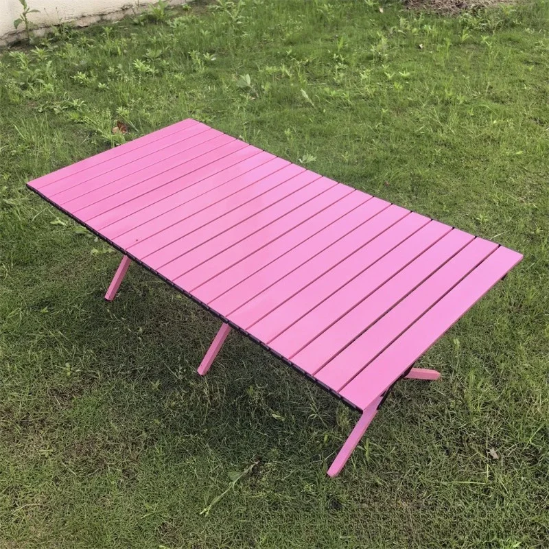 Outdoor Pink Carbon Steel Table and Chair Kermit Chair, Foldable Chair Camping Picnic Chair