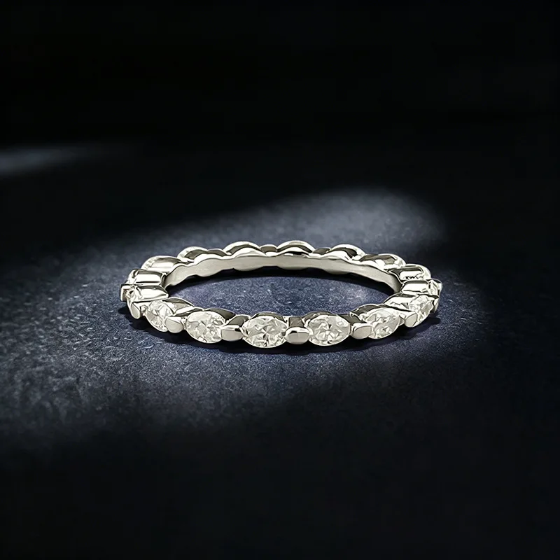 

Luxury Sparkling Full 2x3mm Oval Moissanite Rings for Women - Wedding Engagement Party 925 Sterling Silver Jewelry Gift