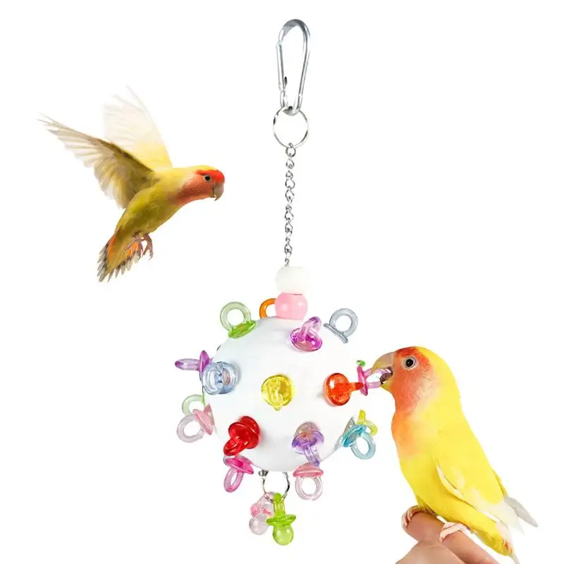 Parrot Toys Interactive Bird Parrot Toy Colorful Beads Bells Pet Toy Swing Stand Budgie Parakeet Cage Pet Bird Parrot Chew toys