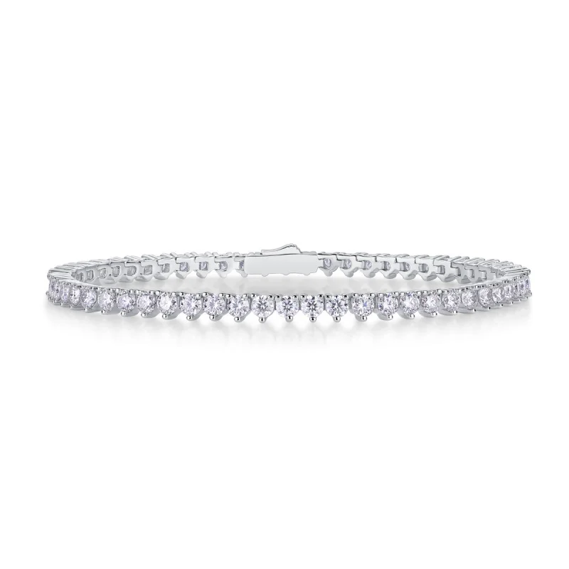 

S925Silver Bracelet Moissanite Jewelry Silver Plated White Gold Simple High-end Date Light Luxury Elegant Bracelet