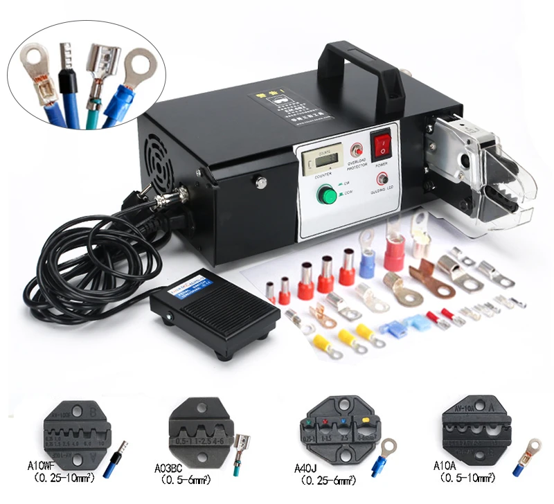 EW-10ET Portable electric terminal crimping pliers insulated terminal connector crimping machine with 7 set crimping dies