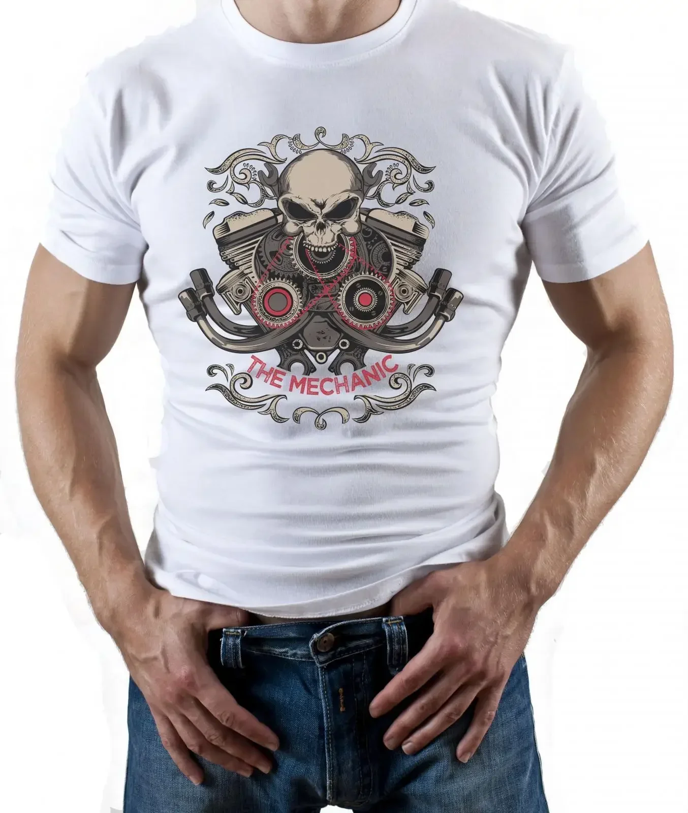 New Arrival Men'S Fashion Le Mecanicien - Hommes Moto T-Shirt Motard Americain Motos Velo Print T Shirts