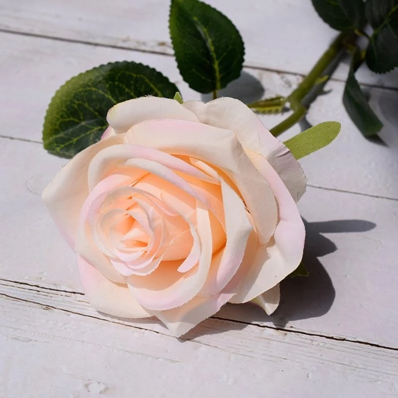 Artificial Silk Rose Flower Simulation Fake Flowers with Stem and Green for Home Wedding Party Decoration