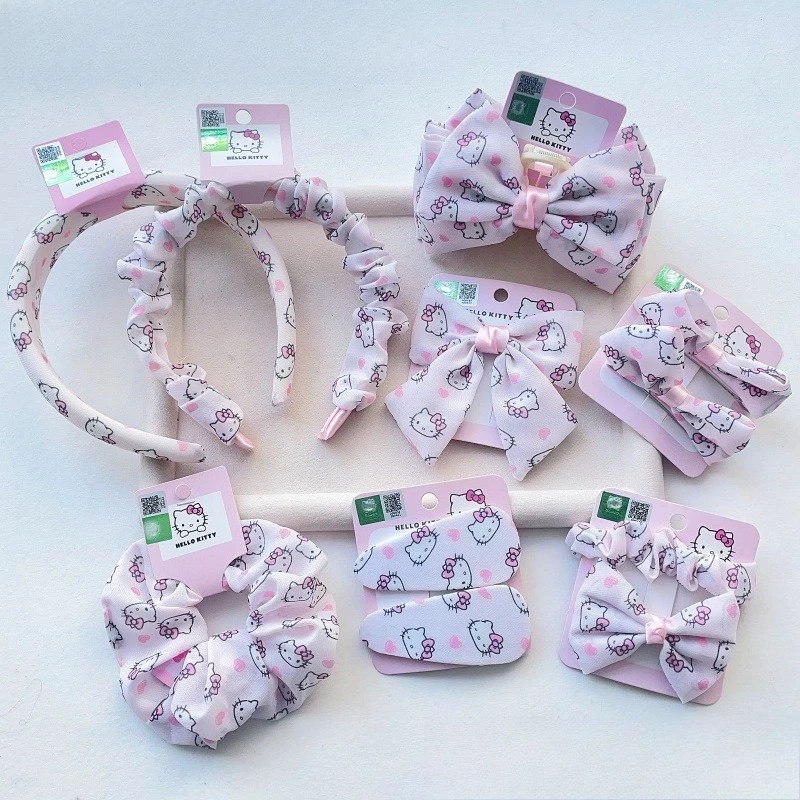

Cute Hello Kitty Kawaii Cartoon Anime Hair Accessories Sweet Hairbands Bow Hairclips Hair Hoops Student Girls Gift Wholesale
