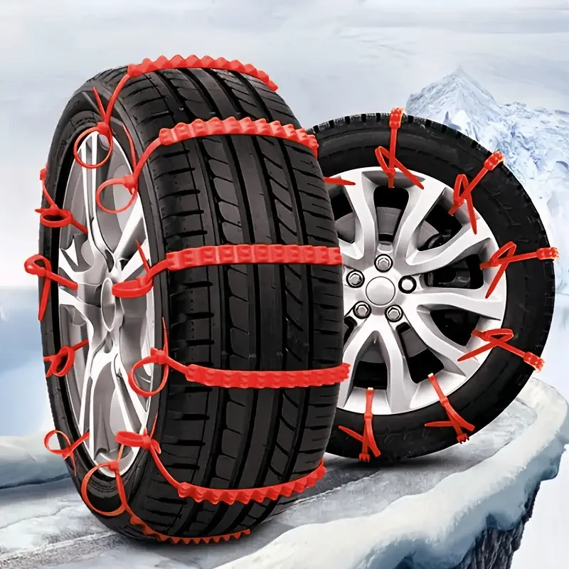 

12 PCS Emergency Anti-Skid Mud Snow Survival Traction Multi-Function Car Tire Chains, red Security Chains Car Anti snow chain