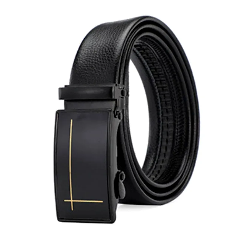 

Metal Male Belt Lychee Strap Stripe Alloy Quality Black Belts Waistband Automatic Men Luxury Men Simple Business Automatic Belts