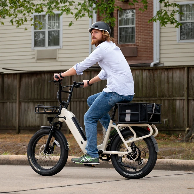 

STLF Cargo Short Electric City Bicycle 52v 15ah Electric Hybrid Bike for Adult 20inch Fat Tires E-bike