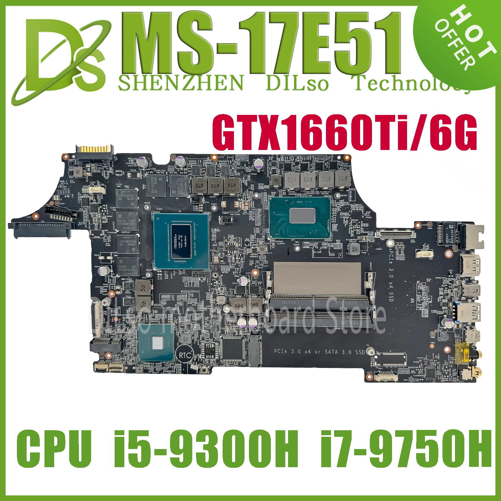 KEFU MS-17E51 Laptop Motherboard For MSI GL75 9SDK MS-1751 VER1.0 Mainboard With i5-9300H i7-9750H CPU GTX1660Ti/6G 100% Test OK