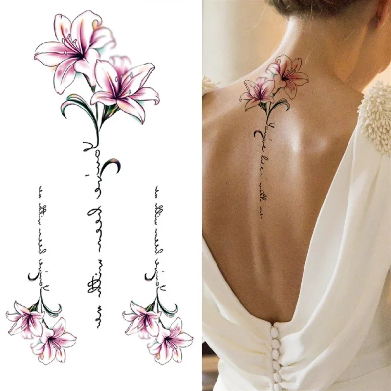 1 Sheet Peach Blossom Flower Tattoo Sticker Waterproof Lasting Temporary Tattoo
