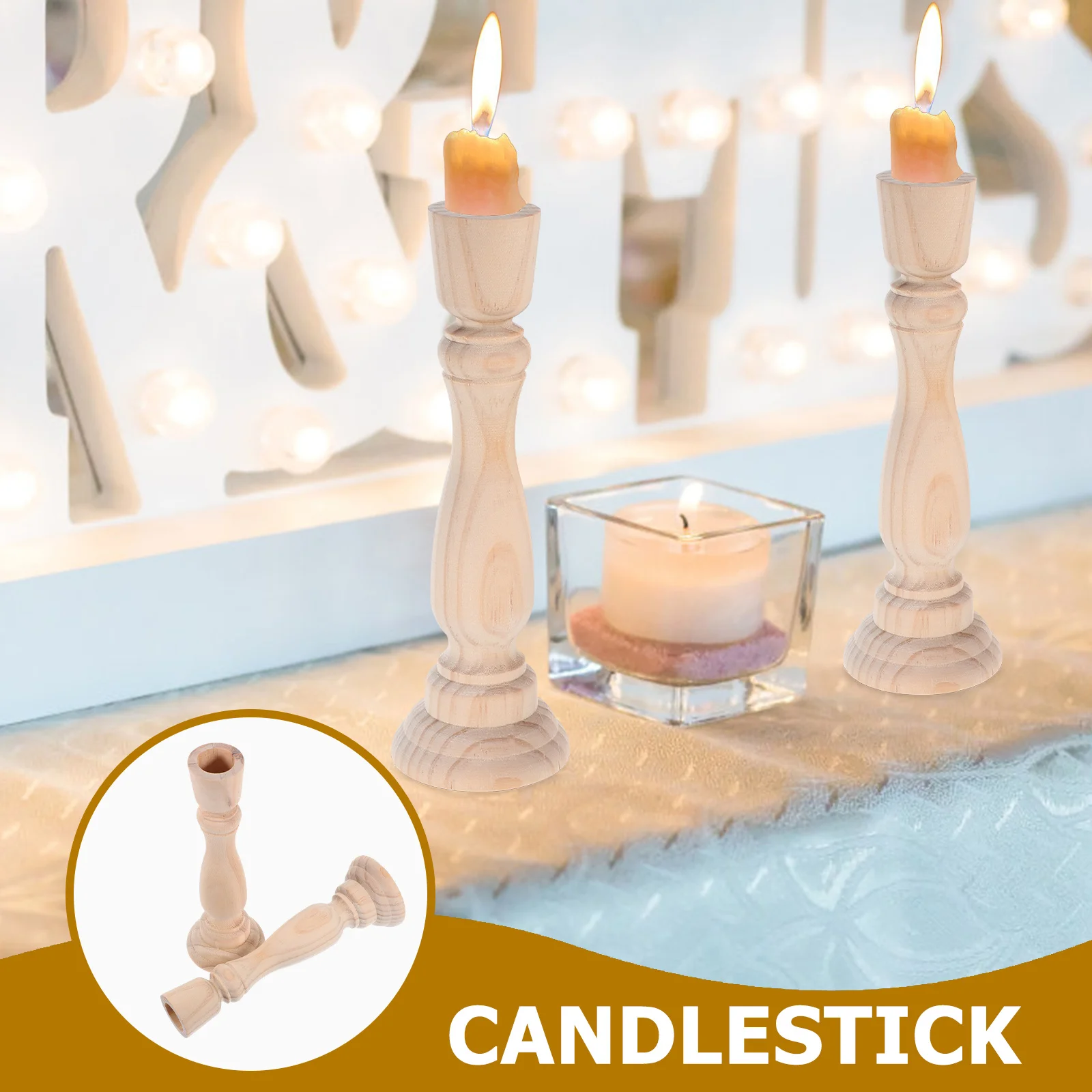 

2pcs Wooden Holder Vintage Rustic Tea Light Holders For Table Home Decor Wedding Valentine'S Day Gift Centerpiece