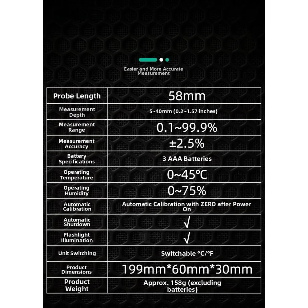 

Wood Moisture Meter, Humidity Measuring Instrument Wall Moisture Content Tester Adopting Spherical Sensor Technology