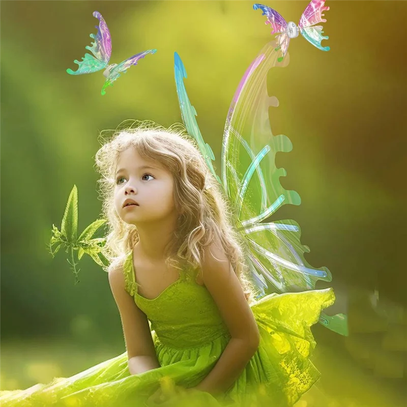 B14C أجنحة قزم كهربائية متوهجة أجنحة الملاك أجنحة الفراشة مع موسيقى خفيفة فستان الهالوين ديكور حفلة عيد ميلاد سعيد