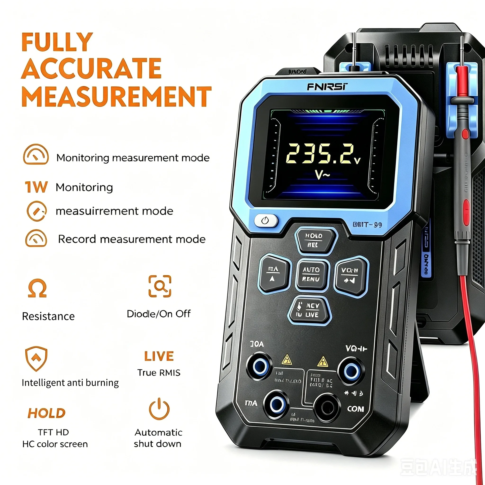 9999 Counts Color Screen Digital Multimeter NCV/Voltage Tester 10A AC DC Current Resistance Capacitance Meter NCV LIVE Testor