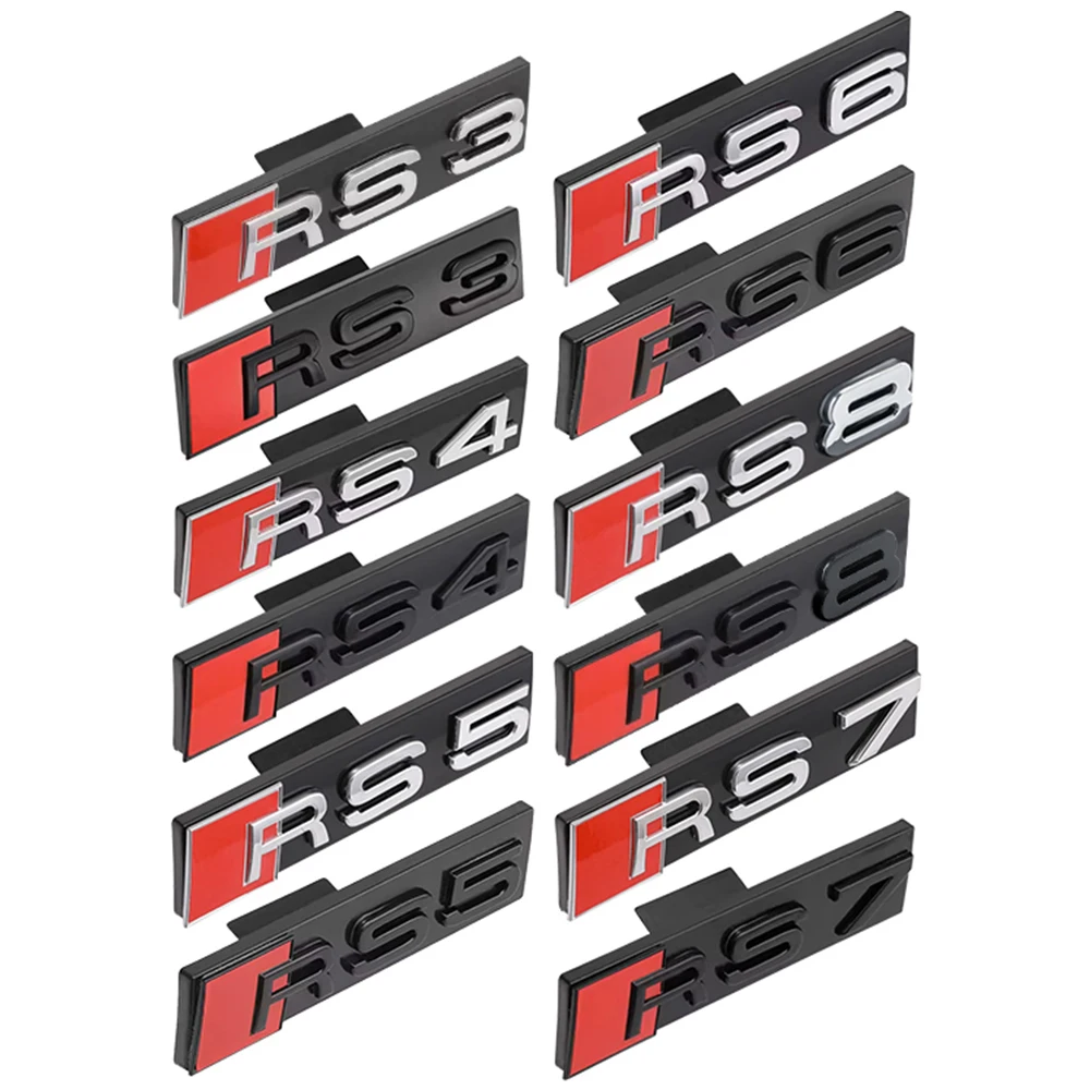 Emblema Decorativo 3D ABS para Audi S3 S4 S5 S6 S7 S8 SQ3 SQ5 SQ7 SQ8 W12 V6 V8 Carros RS3 RS4 RS5 RS6 RS7 RS8 para Capô e Grade Dianteira